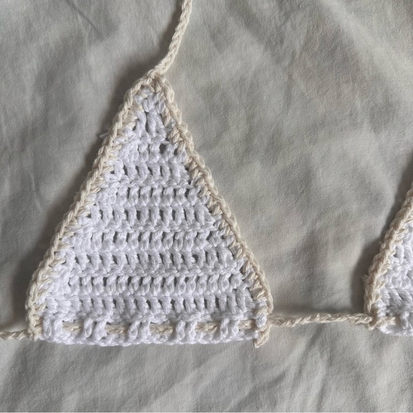 handmade crochet white and cream bikini set - Picture 3 of 5